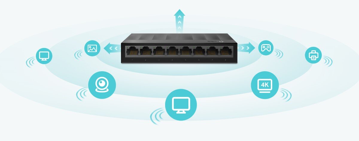 Switch TP-Link LS1008G hỗ trợ cổng gigabit