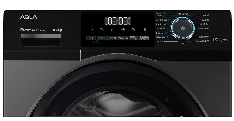 Máy giặt Aqua Inverter 9kg AQD-A902J BK bảng điều khiển