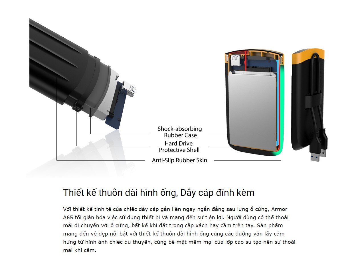 Ổ cứng di động SILICON POWER Armor A65  Đen USB 3.2 Gen1 