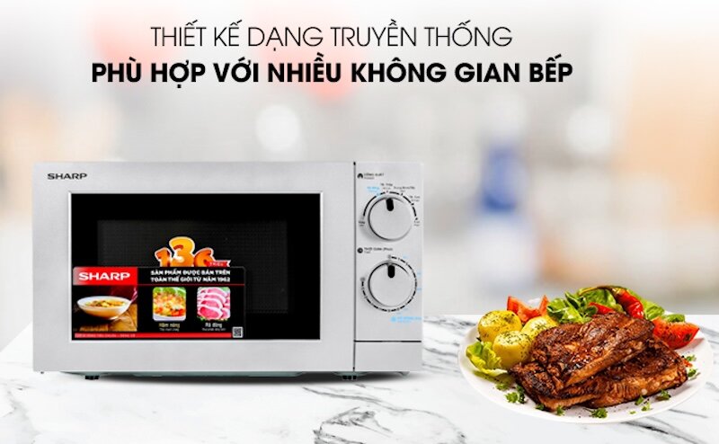 Lò vi sóng Sharp R209VN(W) sở hữu thiết kế tinh tế, hiện đại