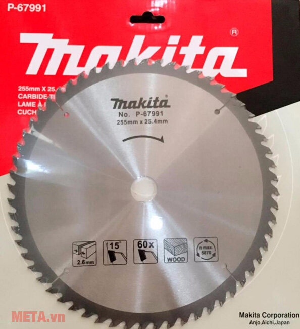 Lưỡi cưa gỗ hợp kim 60 răng Makita P-67991 Lưỡi cưa gỗ hợp kim 60 răng Makita P-67991