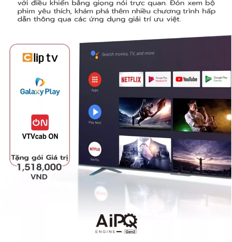 Google Tivi TCL 4K 55 inch 55T66 Google Tivi TCL 4K 55 inch 55T66