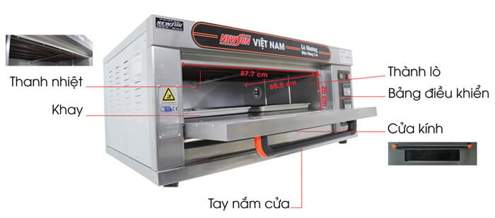 Cấu tạo Lò nướng bánh Newsun 1 tầng 2 khay XYF-1KA-T