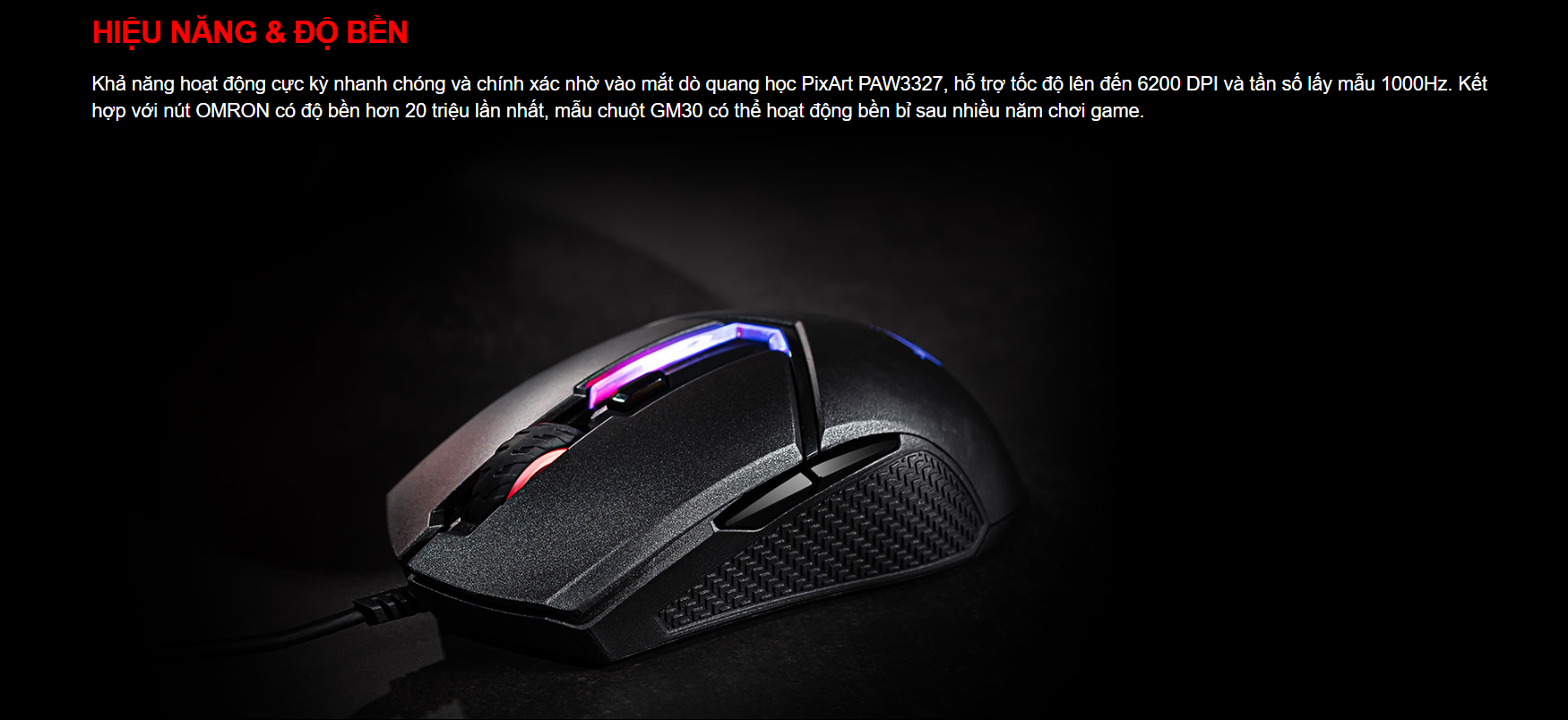 Chuột game MSI Clutch GM30 đen (USB/RGB) 5