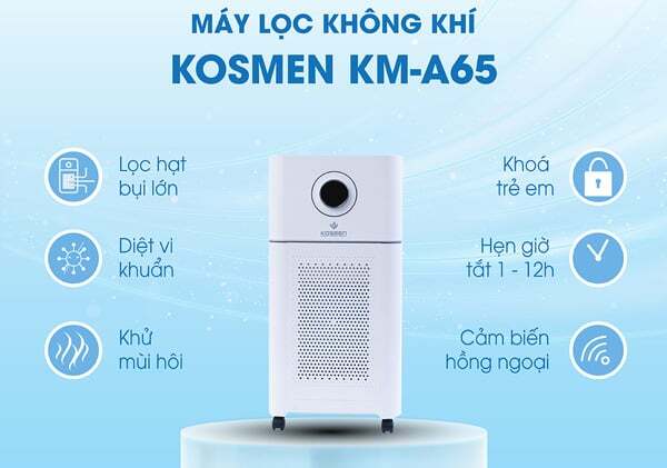 Ưu điểm Máy lọc không khí bù ẩm Kosmen KM-A65 Máy lọc không khí bù ẩm Kosmen KM-A65