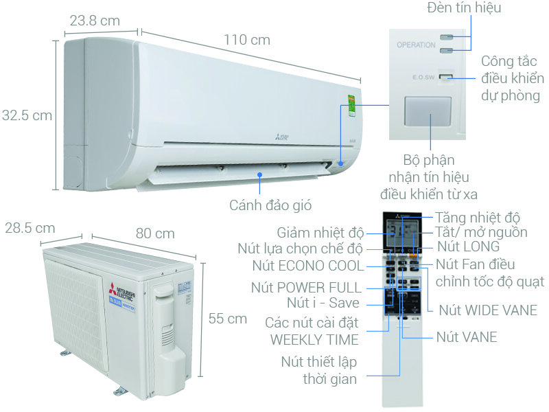 Máy lạnh Mitsubishi Electric inverter 2 HP MSY-GM18VA Máy lạnh Mitsubishi Electric inverter 2 HP MSY-GM18VA