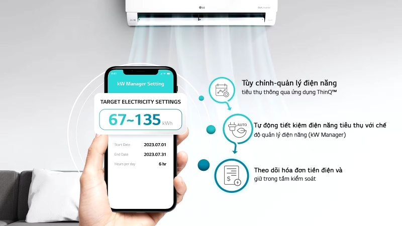 Điều hòa LG Inverter 24000 BTU 1 chiều V24WIN1 gas R-32 4 Điều hòa LG Inverter 24000 BTU 1 chiều V24WIN1 tiết kiệm điện