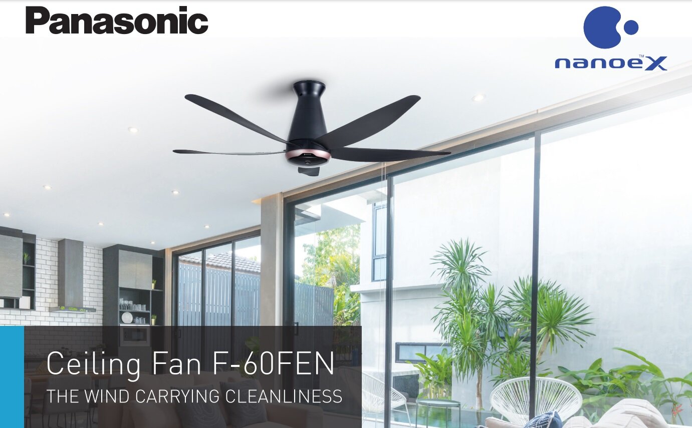 Quạt trần 5 cánh Panasonic F-60FEN (động cơ DC, có remote, nanoeX)