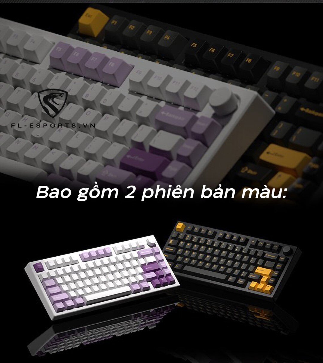 Bàn phím cơ FL-Esports GP75CPM White Body Taro Purple
