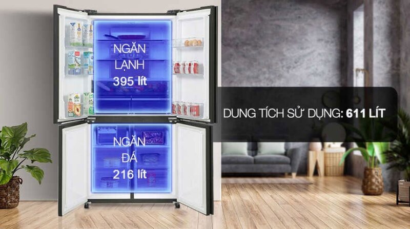 Tủ lạnh Sharp 611 lít SJ-FXPI700VG-BK