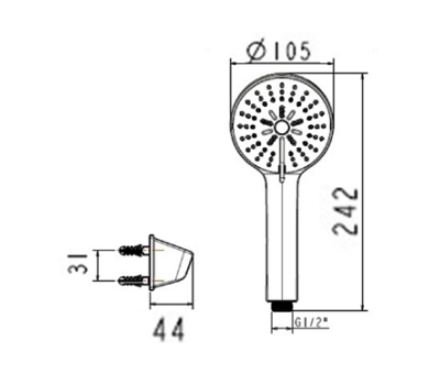 Bản vẽ kỹ thuật tay sen kèm dây & gác sen American Standard WF-B211H