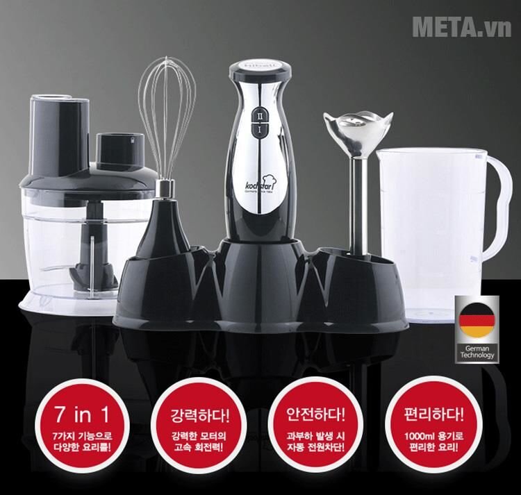Máy xay sinh tố cầm tay 7 trong 1 Kochstar KSEHB-1000 (1 lít)