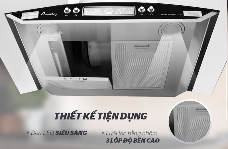 Máy hút mùi Sunhouse SHB6601 có đèn LED tiện lợi, tăng cường hiệu quả chiếu sáng