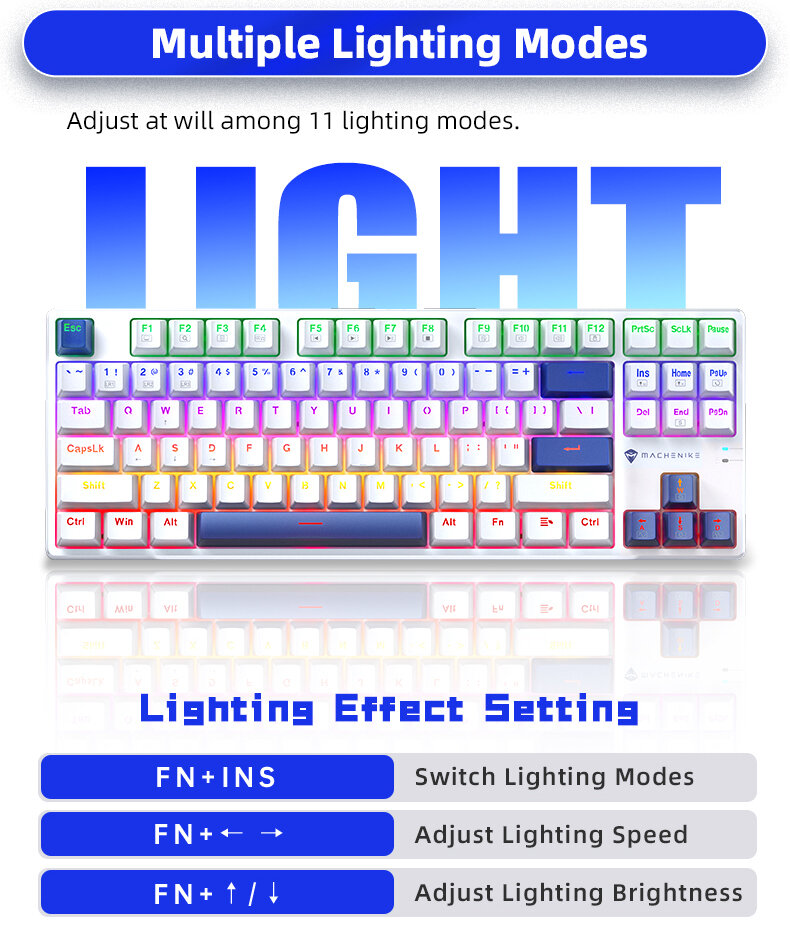 Bàn phím Machenike K500B-B87 Wired Mixed Light B 5