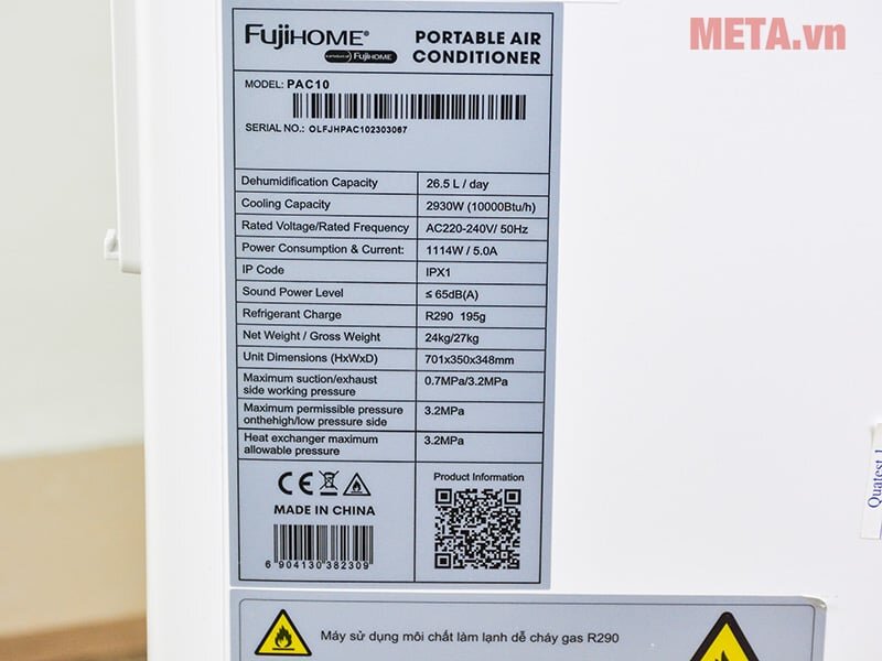Máy lạnh di động FujiHome PAC10