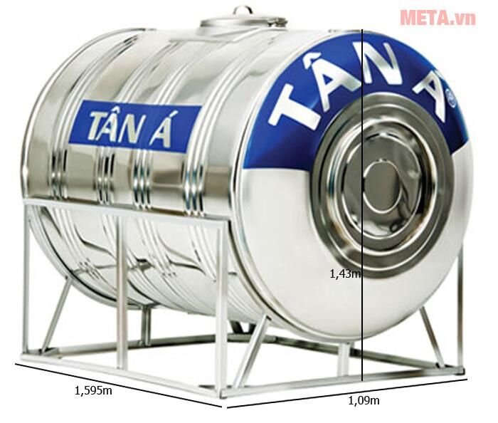 Bồn nước inox Tân Á ngang TA2000 (Ф1360) - 2.000 lít