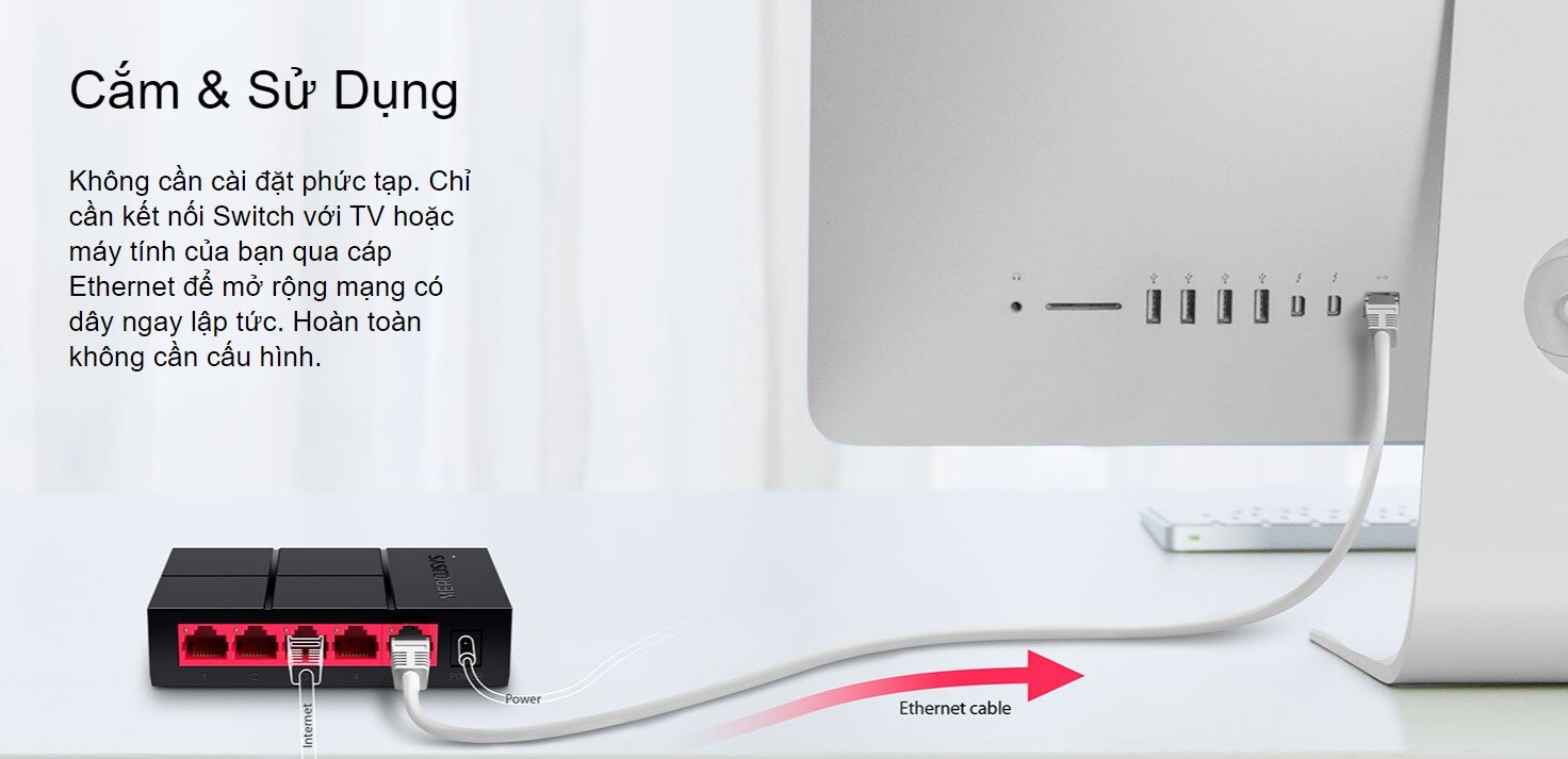 Switch Chia Mạng Mercusys MS105G (5 Cổng 10/100/1000Mbps vỏ nhựa)