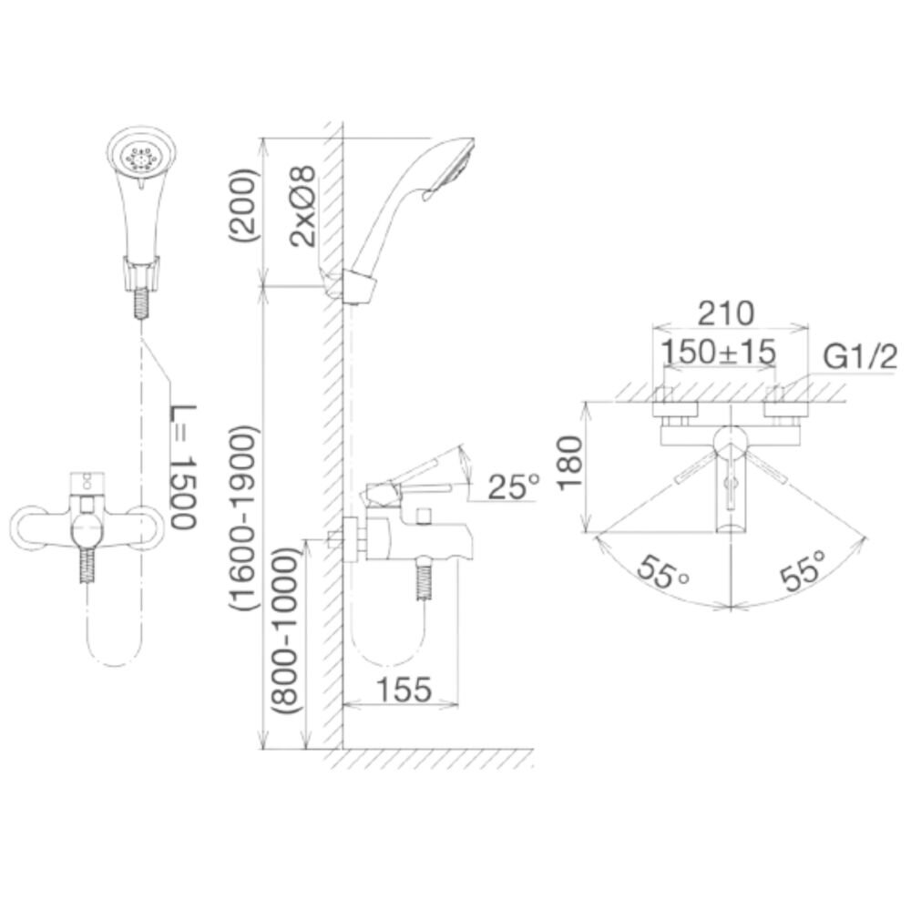 Bản vẽ kỹ thuật sen tắm nóng lạnh Viglacera VG541