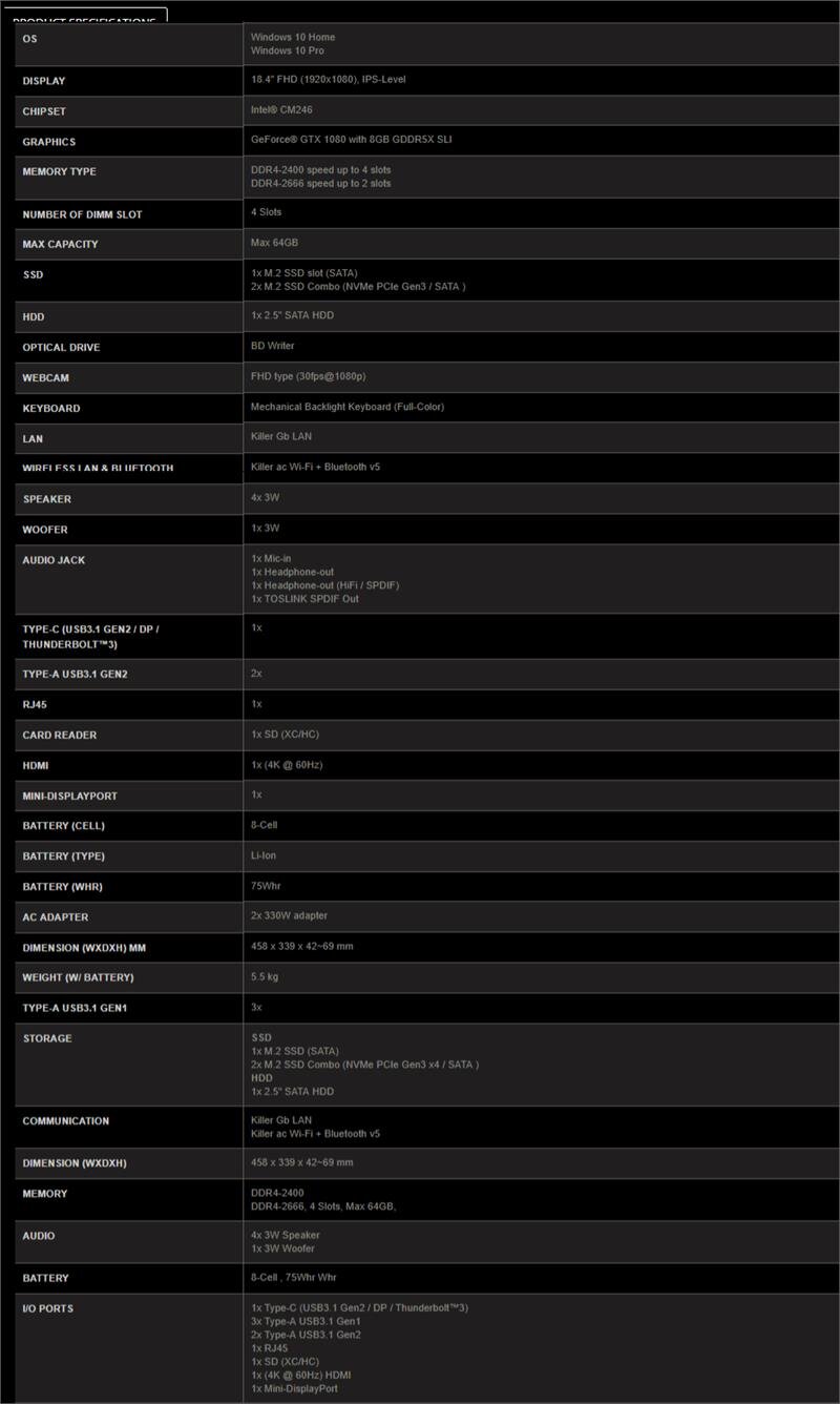 Laptop MSI GT83 Titan 8RG-037VN (GeForce® GTX 1080 SLI, 8GB GDDR5X,Win10)