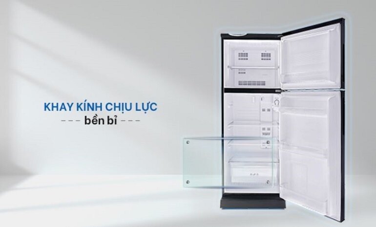 Tủ lạnh Aqua 186 lít AQR-T219FA(PB) trang bị khay kính chịu lực bền bỉ cùng hệ thống đèn LED tiết kiệm điện năng