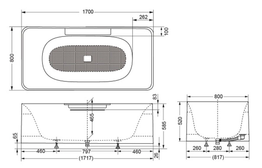 Bản vẽ kỹ thuật bồn tắm PJY1704HPWE