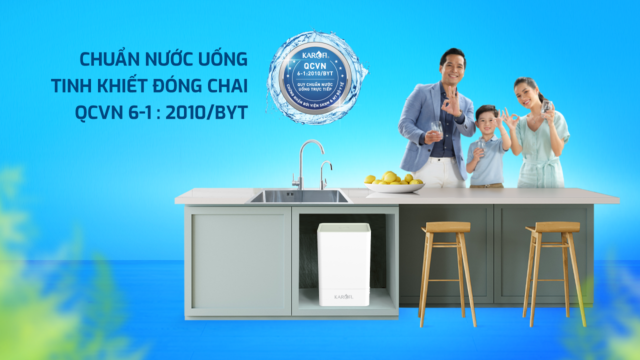 Nước sau lọc chuẩn nước uống tinh khiết đóng chai Máy lọc nước Karofi