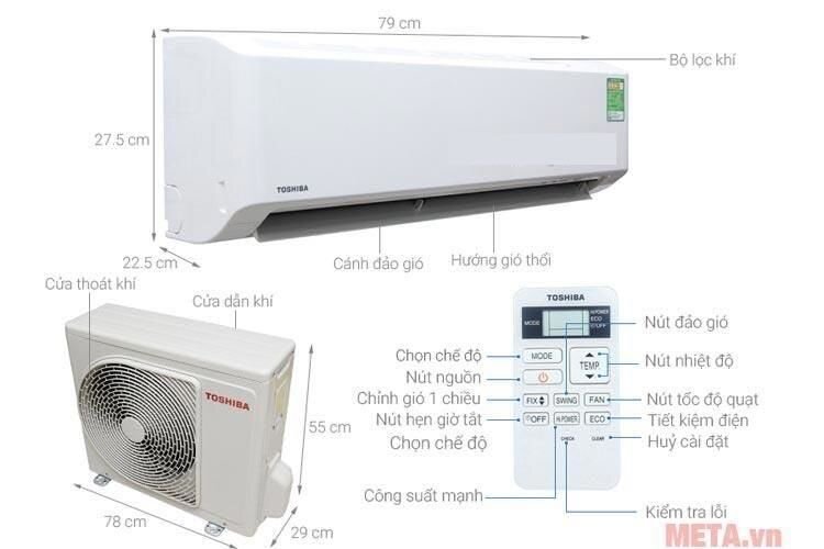 Điều hòa 1 chiều 12000 BTU Toshiba H13S3KS-V