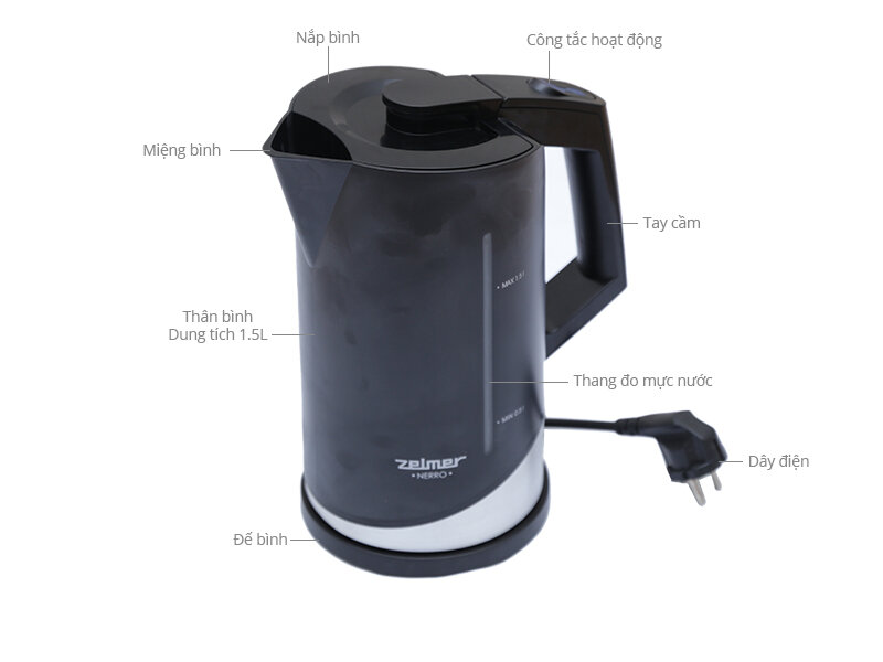 Bình siêu tốc Zelmer 432 1.5 lít