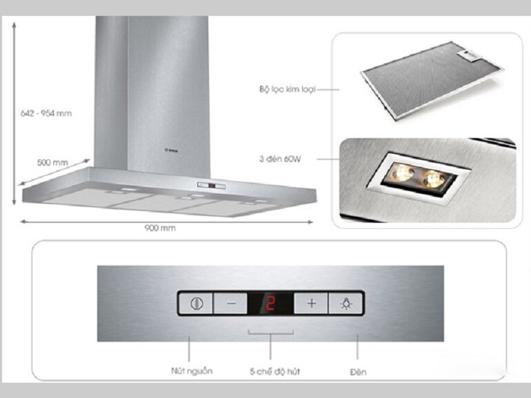 Hút mùi Bosch DWB097E50 - NK Châu Âu