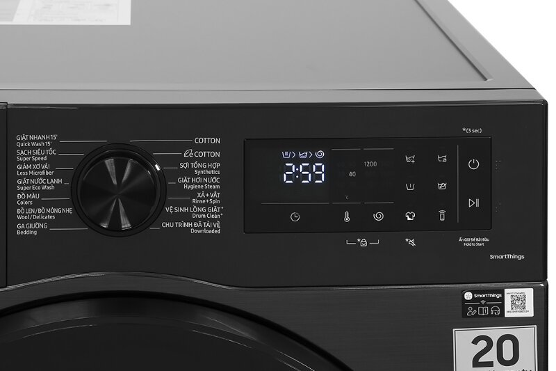 Máy giặt Samsung Inverter 12 kg WW12CGC04DABSV bảng điều khiển
