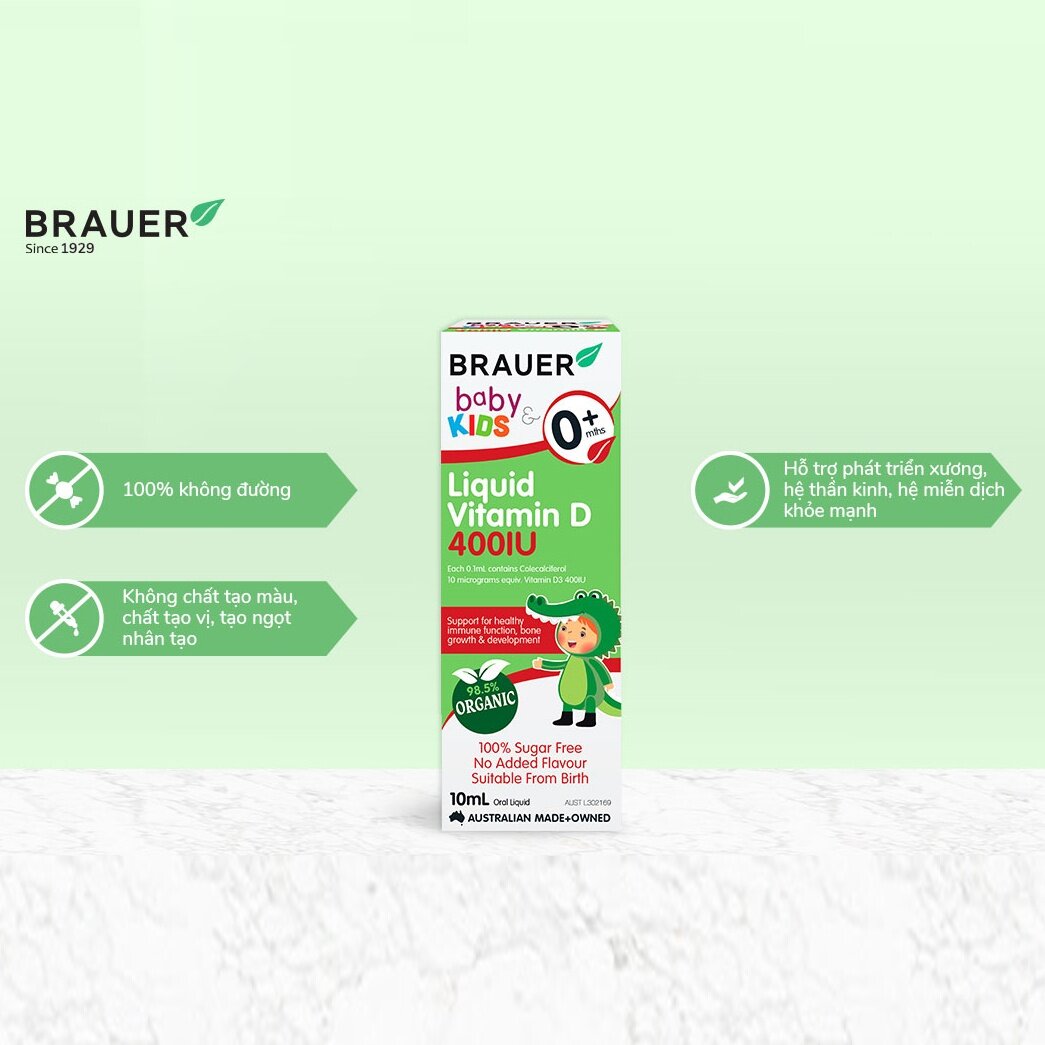 Công dụng siro Brauer Baby & Kids Liquid Vitamin D 400IU 10ml