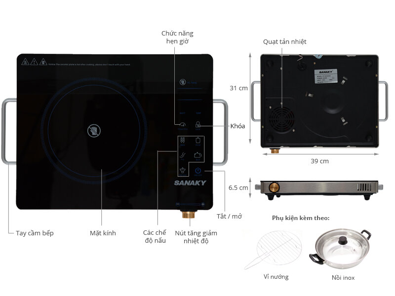 Bếp hồng ngoại Sanaky AT - 2524HGN Bếp hồng ngoại Sanaky AT - 2524HGN