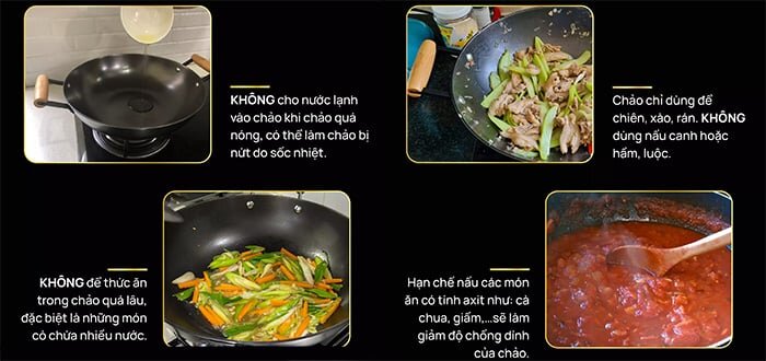 Lưu ý khi sử dụng chảo Lưu ý khi sử dụng chảo