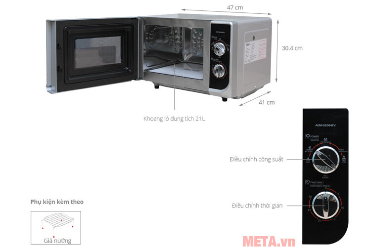 Lò vi sóng có nướng Aqua AEM-G2064FV (21 lít) Lò vi sóng có nướng Aqua AEM-G2064FV (21 lít)