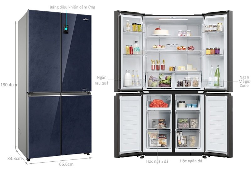 Tủ lạnh Aqua Inverter 469 Lít AQR-M560XA(GL) được trang bị công nghệ kháng khuẩn khử mùi H-DEO Fresh