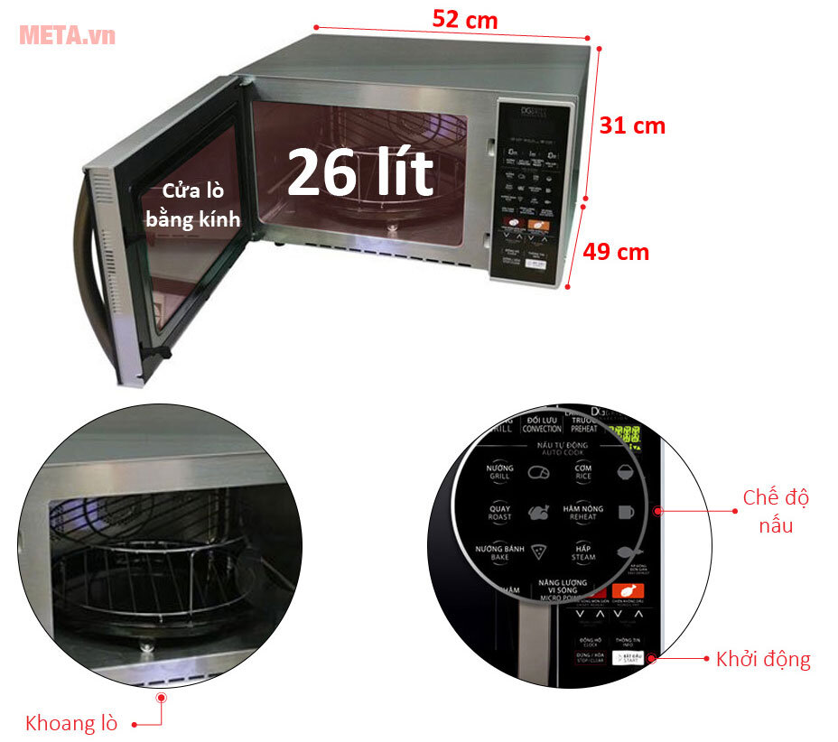 Lò vi sóng điện tử có nướng đối lưu Sharp R-900VN(S) (R-C900VN(S)) - 26 lít Lò vi sóng điện tử có nướng đối lưu Sharp R-900VN(S) (R-C900VN(S)) - 26 lít