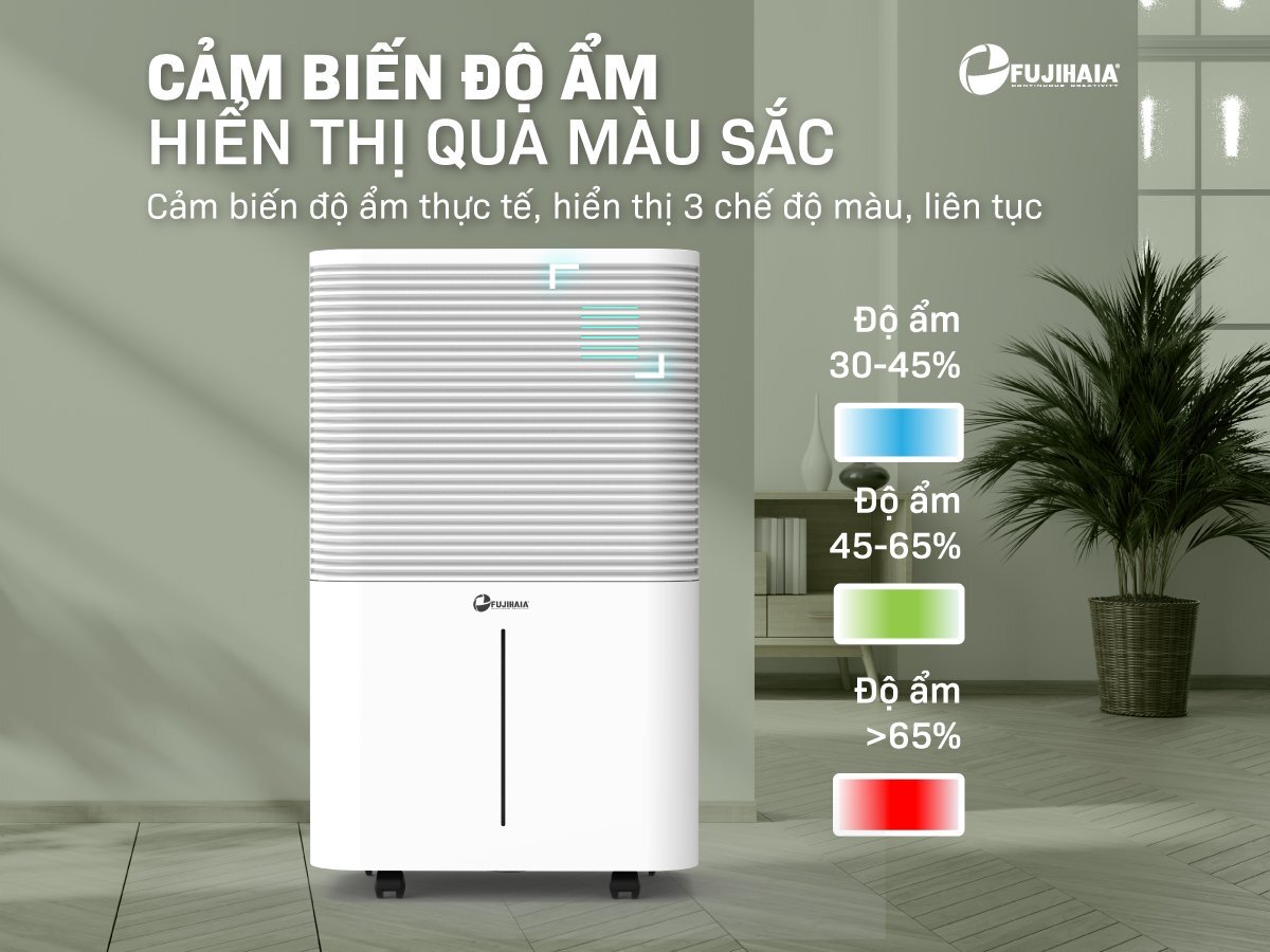 Máy hút ẩm Fujihaia DH25W còn được trang bị cảm biến độ ẩm hiện đại