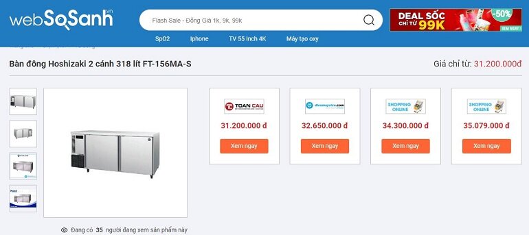 Giá bàn đông Hoshizaki 2 cánh 318 lít FT-156MA-S bao nhiêu tiền?