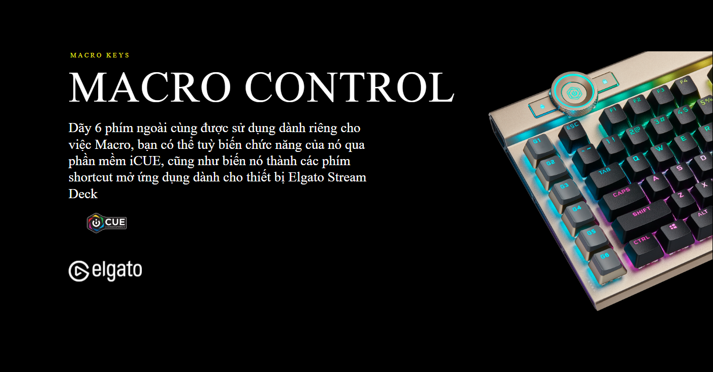 Bàn phím cơ Corsair K100 RGB Midnight Gold Optical sw (USB) (CH-912A21A-NA) 005