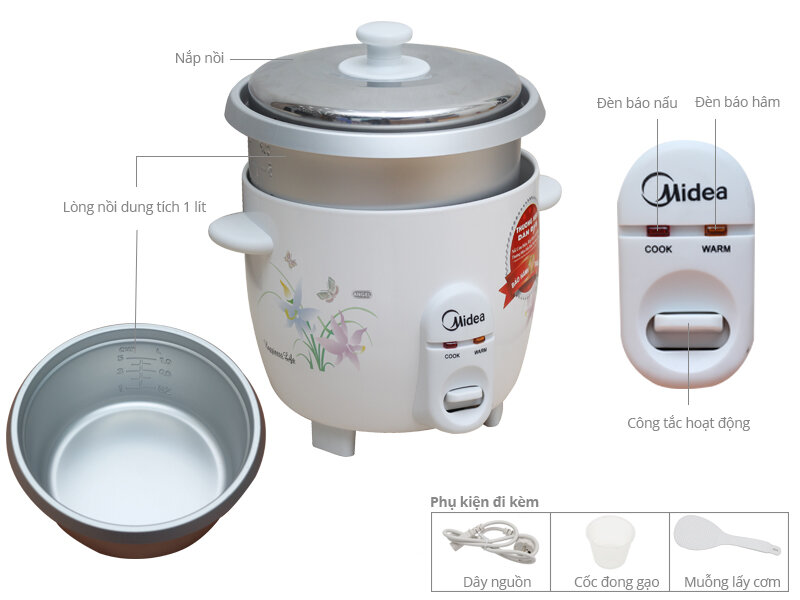 Nồi cơm điện Midea 1 lít MR-GM10SA Nồi cơm điện Midea 1 lít MR-GM10SA