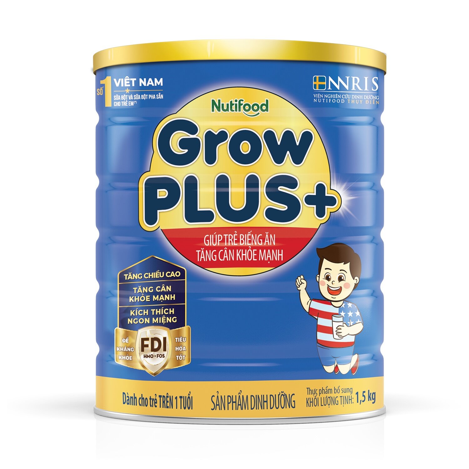 sữa bột nutifood grow plus xanh 1.5kg cho trẻ trên 1 tuổi