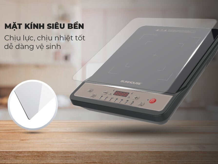 bếp từ Sunhouse SHD6157 có mặt kính siêu bền