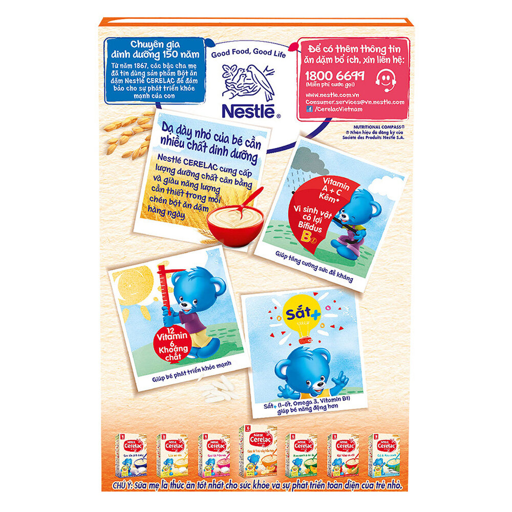  Bột ăn dặm Nestle Cerelac gạo và trái cây hỗn hợp 200g