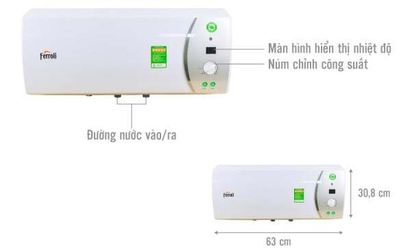 Cấu tạo, kích thước bình nóng lạnh Ferroli VERDI 20 AG+ Ferroli VERDI 20 AG+