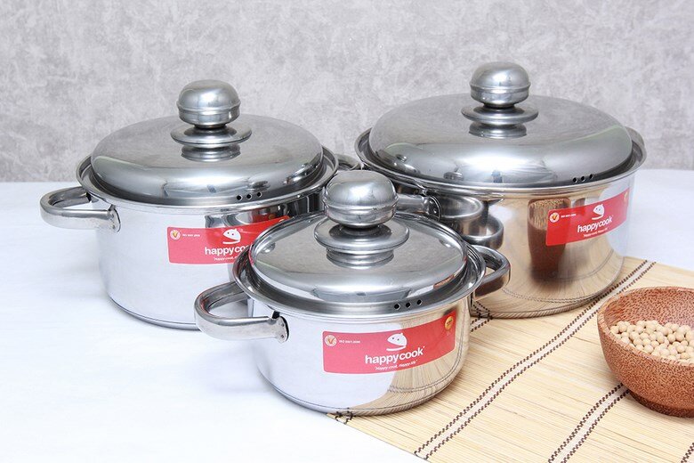 Bộ 3 nồi inox 3 đáy Happycook Hollow HL06IC Bộ 3 nồi inox 3 đáy Happycook Hollow HL06IC