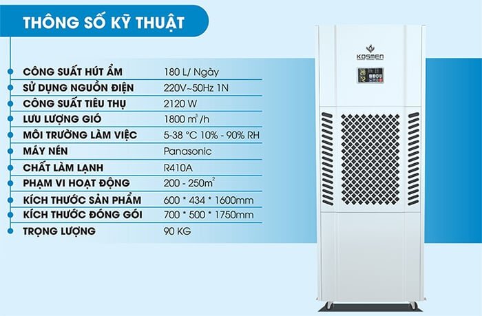 Máy hút ẩm Kosmen KM 180S