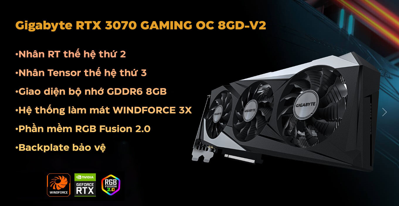 Card màn hình Gigabyte RTX 3070 GAMING OC 8GD-V21