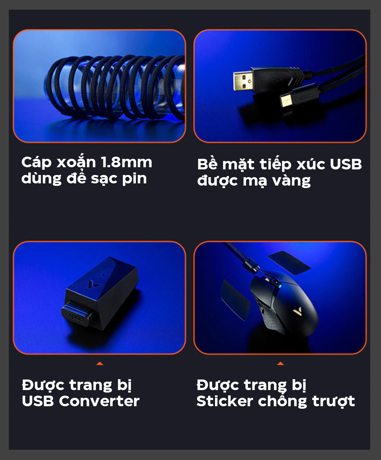 Chuột Gaming không dây Rapoo V30W Wireless 2.4G