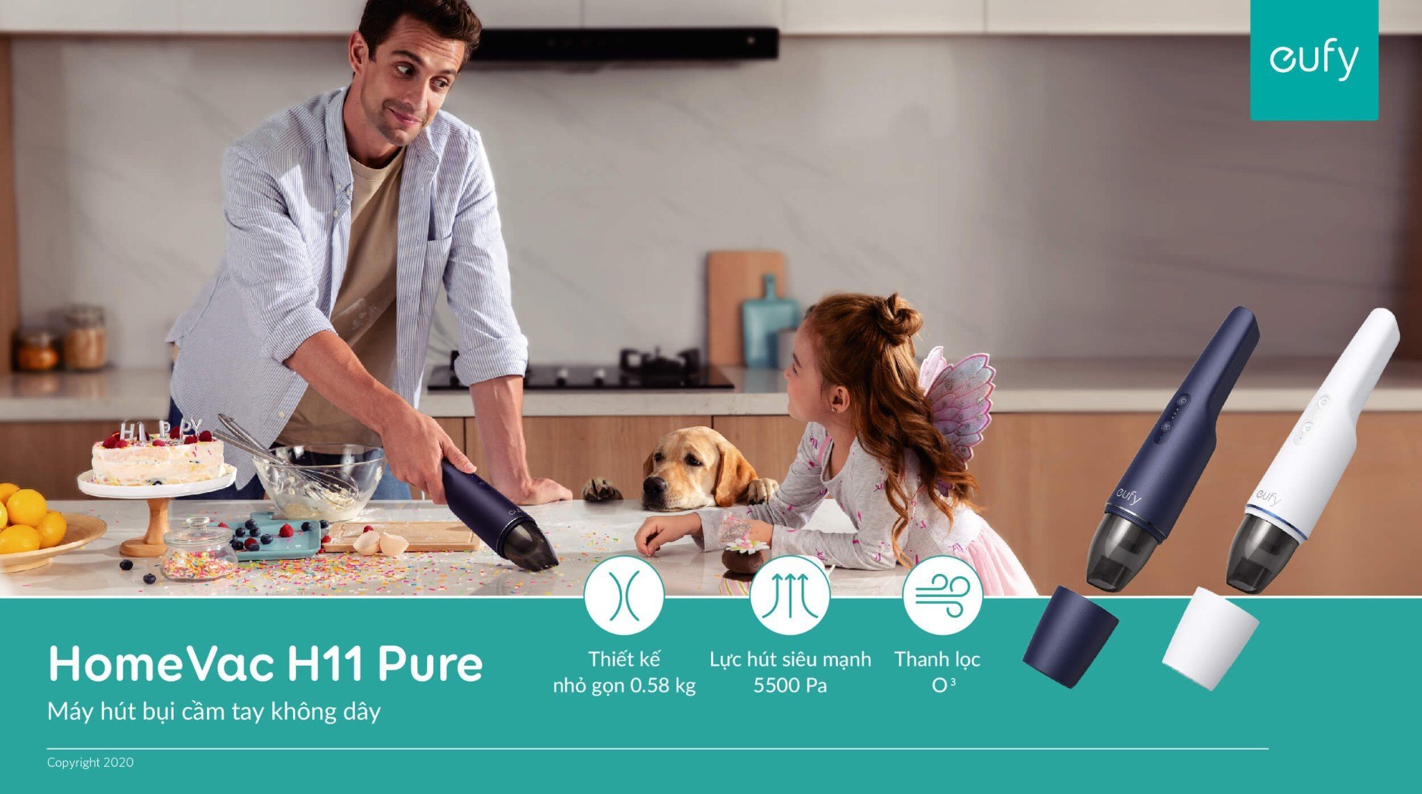 Máy hút bụi cầm tay Anker Eufy HomeVac H11 Pure - T2520 - Màu xanh tím than