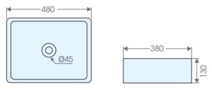 Bản vẽ kỹ thuật chậu rửa lavabo đặt bàn ATMOR AT4565